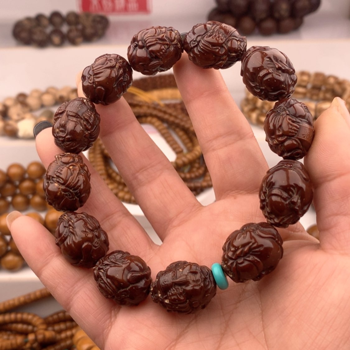 【闪购商品】紫金鼠手串雕刻财神爷练手款15