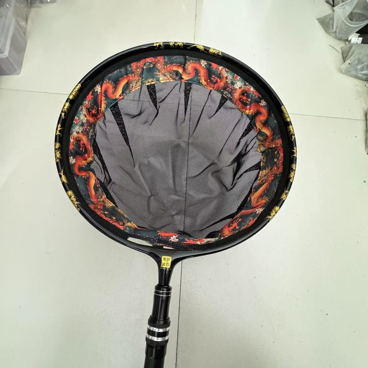 黑金一体抄网头无缝网布防挂不沾水快干抄防跳竞技飞抄网