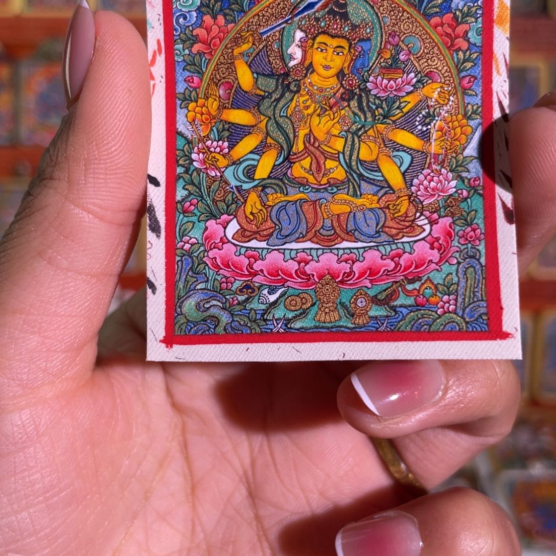 吊坠热贡纯手绘唐卡文殊