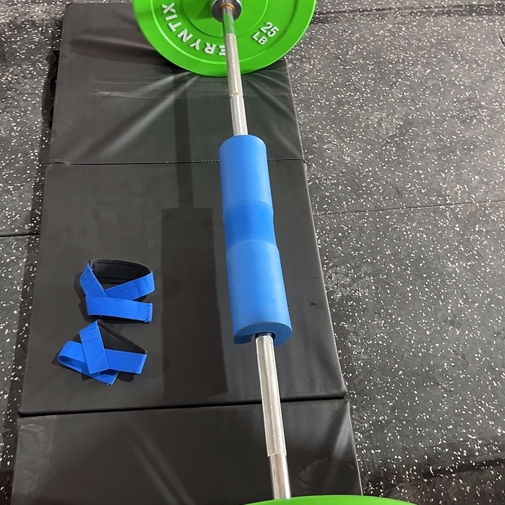 全新微瑕42公斤杠铃套餐绿灰送卡扣护肩助力带