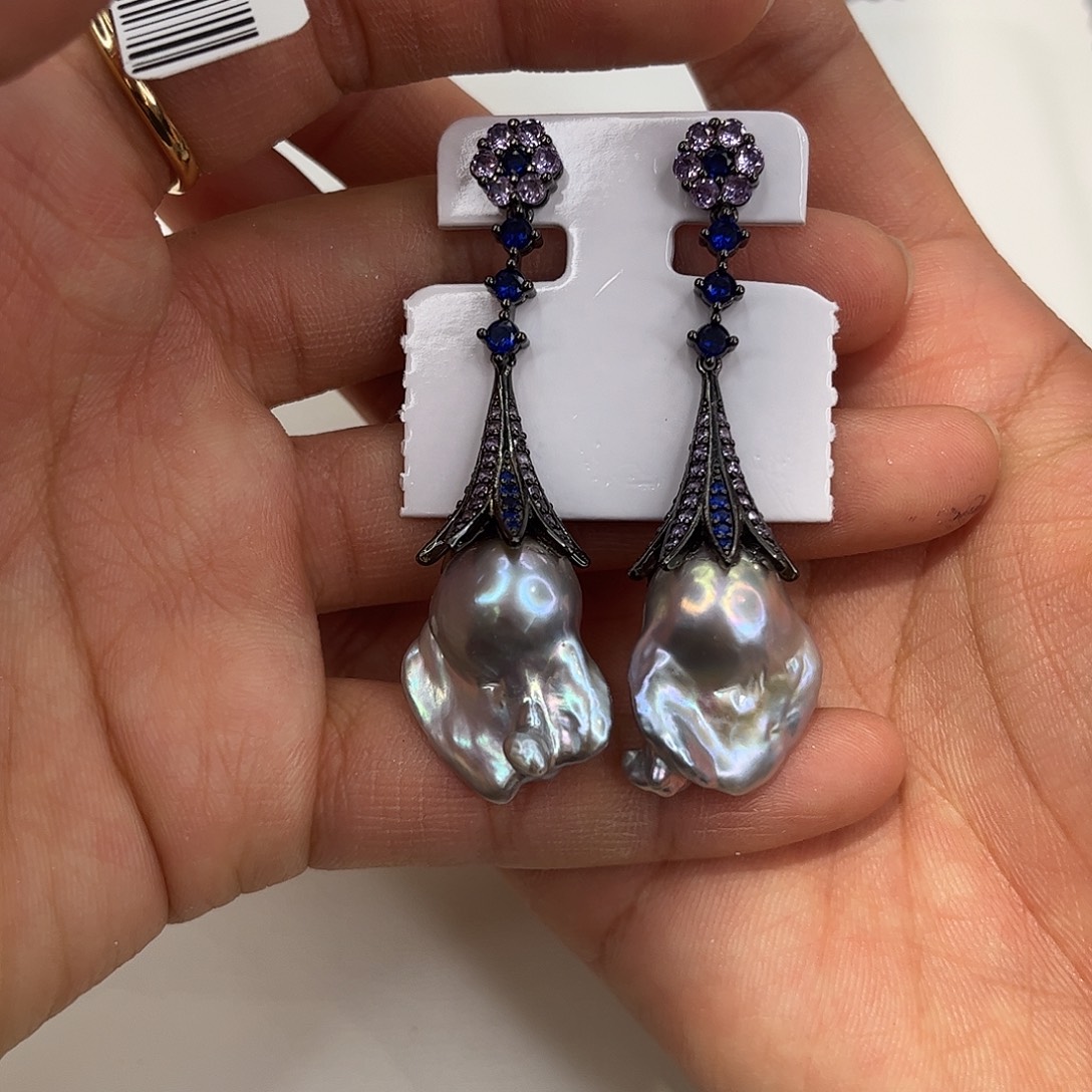 合金淡水珍珠耳饰