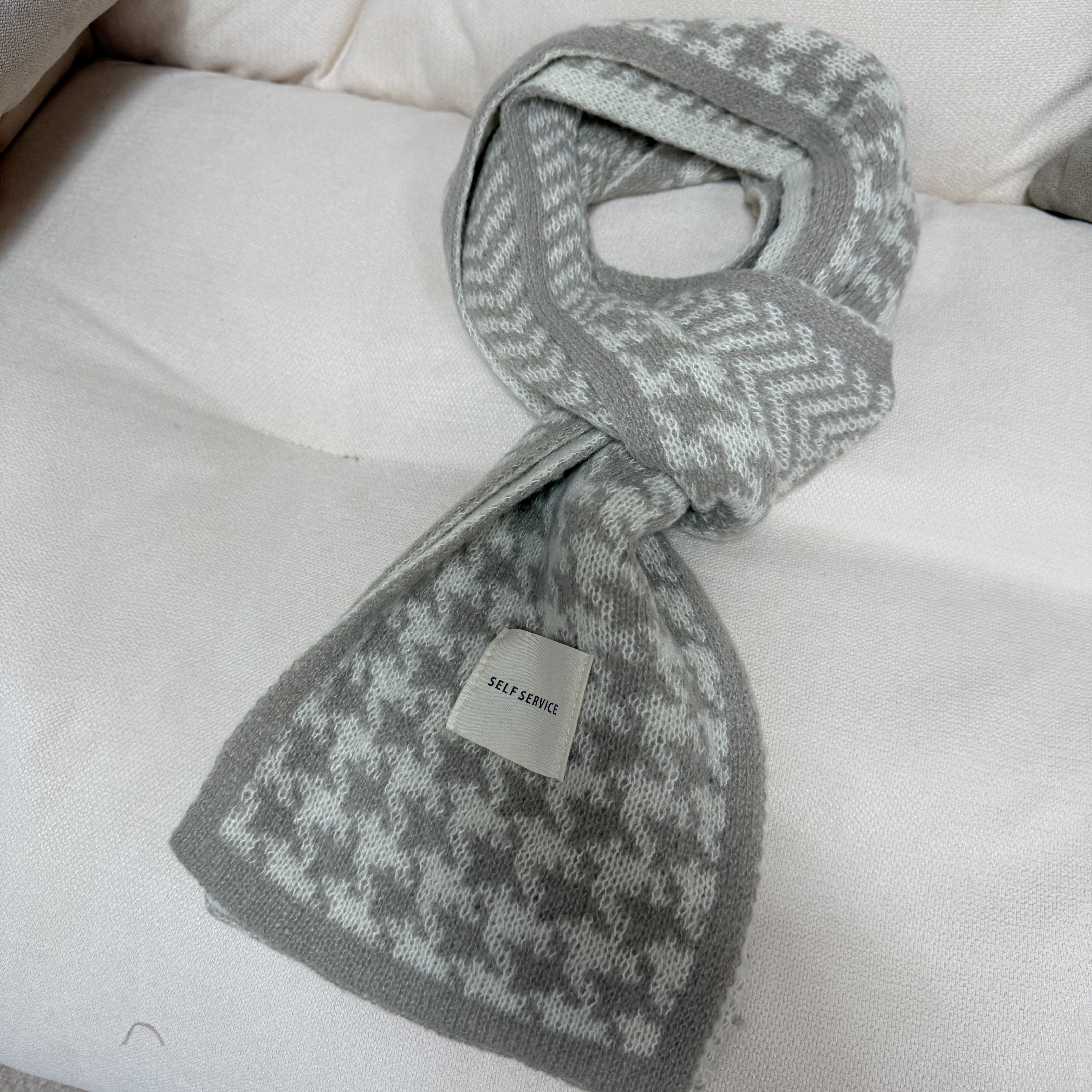 千鸟格围巾女冬季韩系针织双面保暖学生情侣围脖百搭可爱风