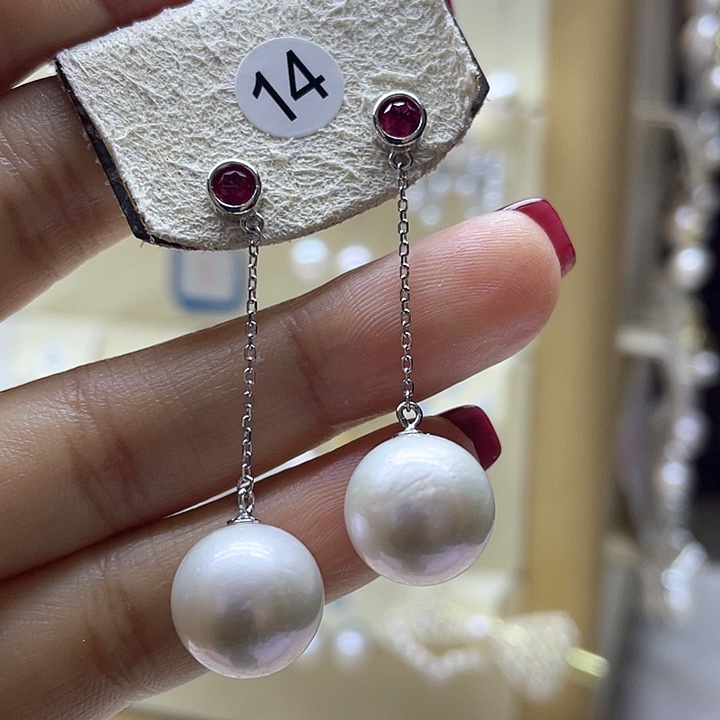淡水珍珠耳饰银S925镶嵌