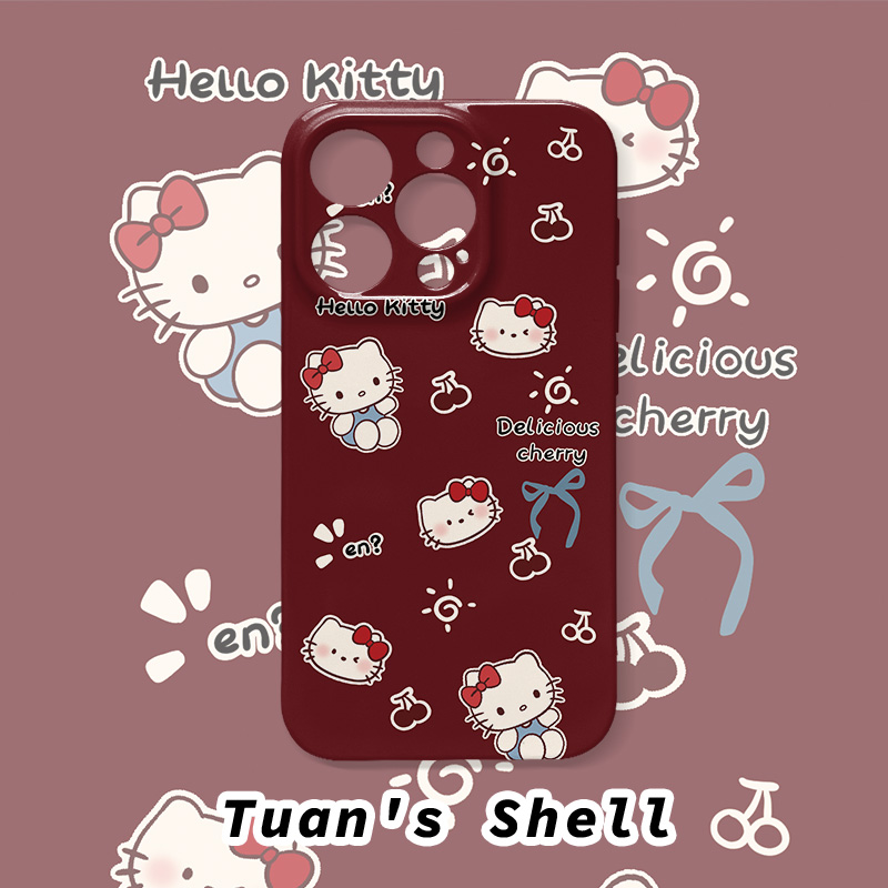 樱桃凯蒂猫菲林软壳适用苹果/华为/VIVO/OPPO小米卡通创意手机壳