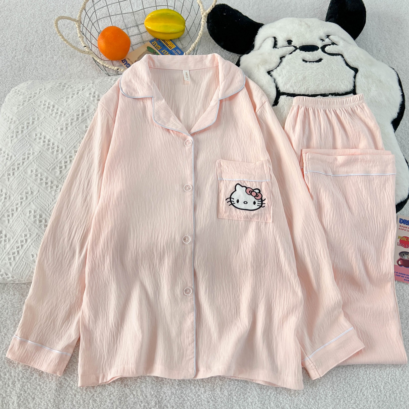 卡通云朵棉睡衣女春秋季长袖开衫网红少女高颜值可外穿家居服套装