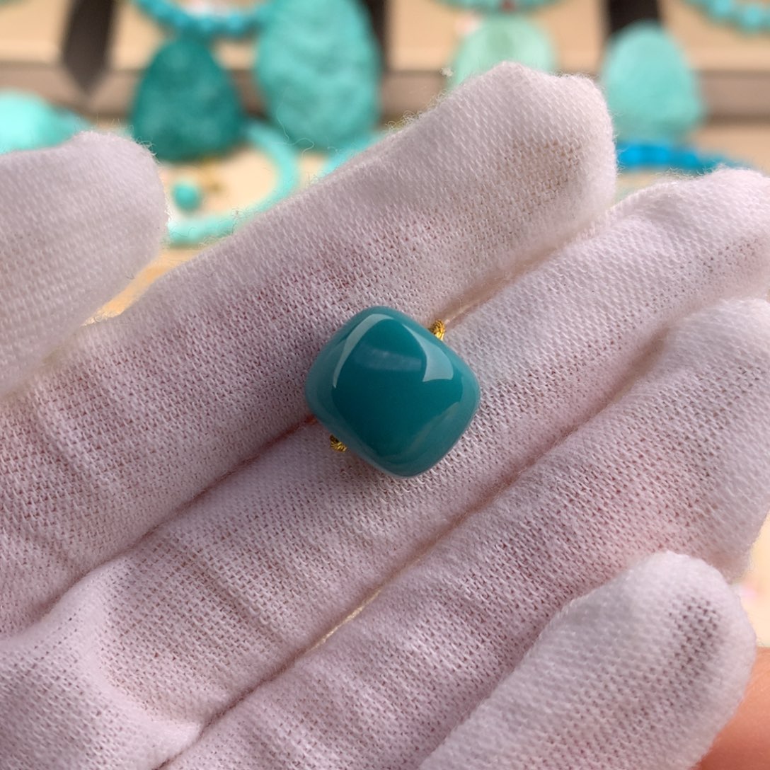 绿松石珠宝奇石未镶嵌12.9*11mm