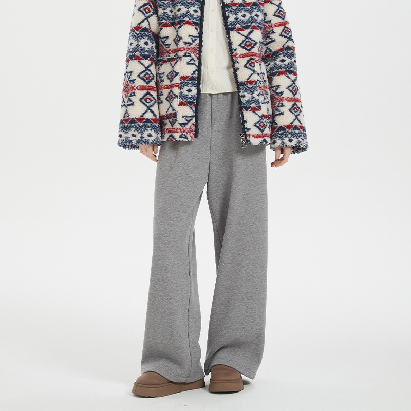 Petit Bari 高腰抽绳软糯加绒休闲长裤 