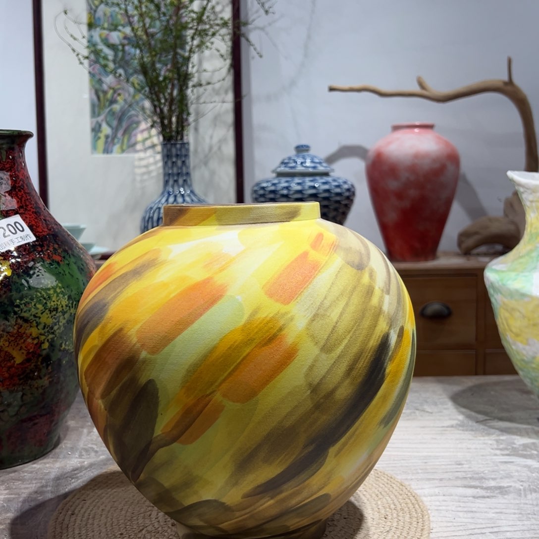 摆件陶瓷花瓶高28口10