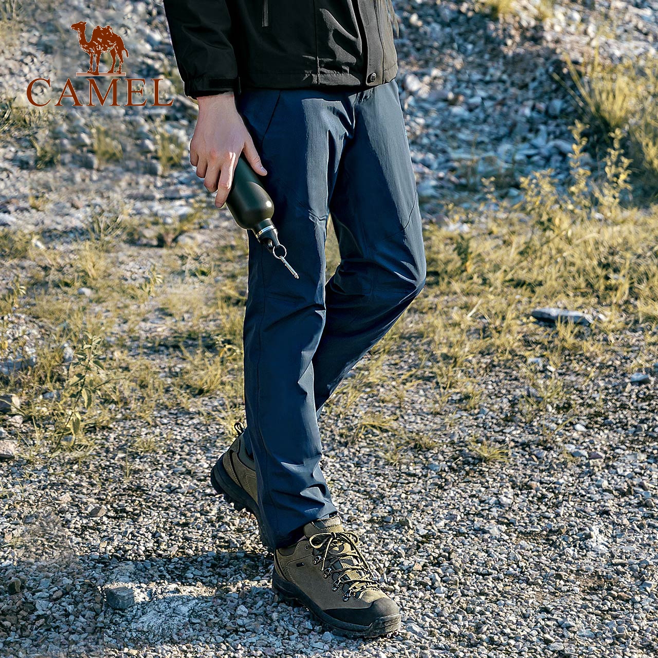 骆驼户外人生冲锋裤防风防水弹力运动休闲软壳裤保暖徒步登山裤子