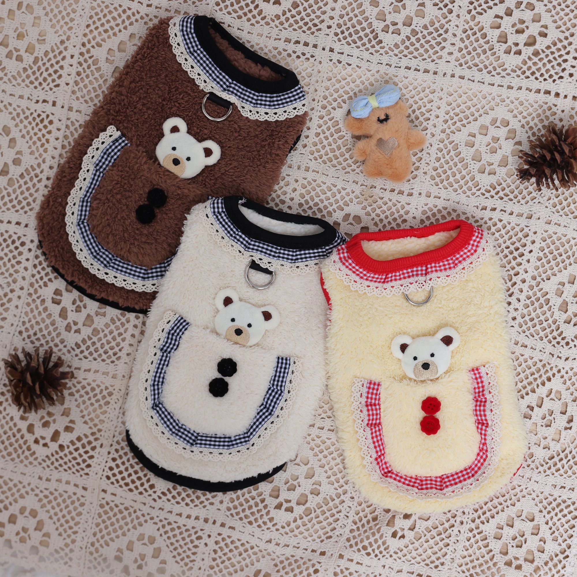 秋冬加绒保暖可爱宠物小熊猫咪毛绒狗狗狗狗衣服秋冬款