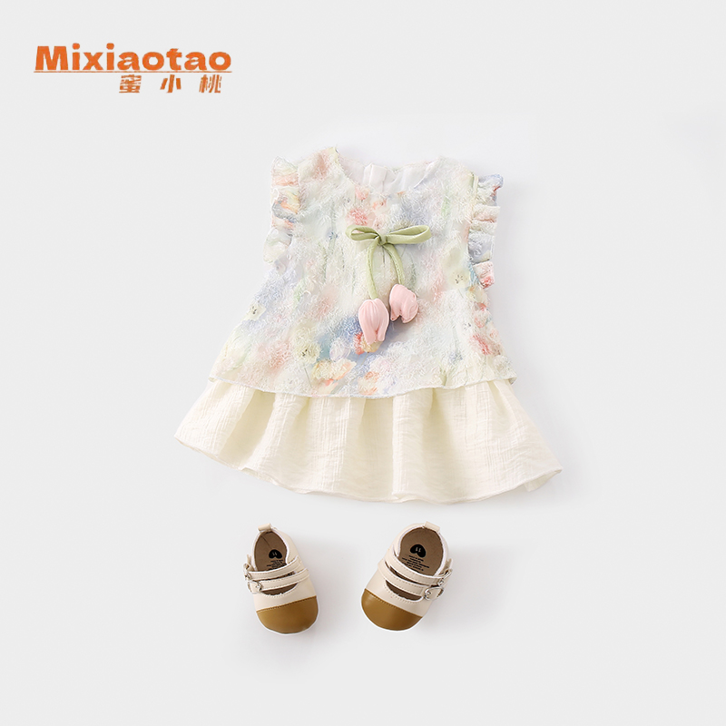 夏款花影无袖裙子连衣裙爬服哈衣宝宝婴儿儿童衣服夏季碎花
