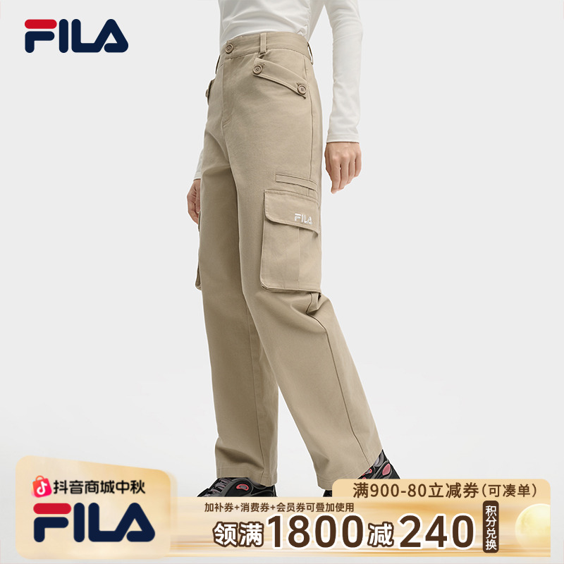 Fila/斐乐女25新款户外直筒裤【工装风】休闲运动长裤F11W519801F