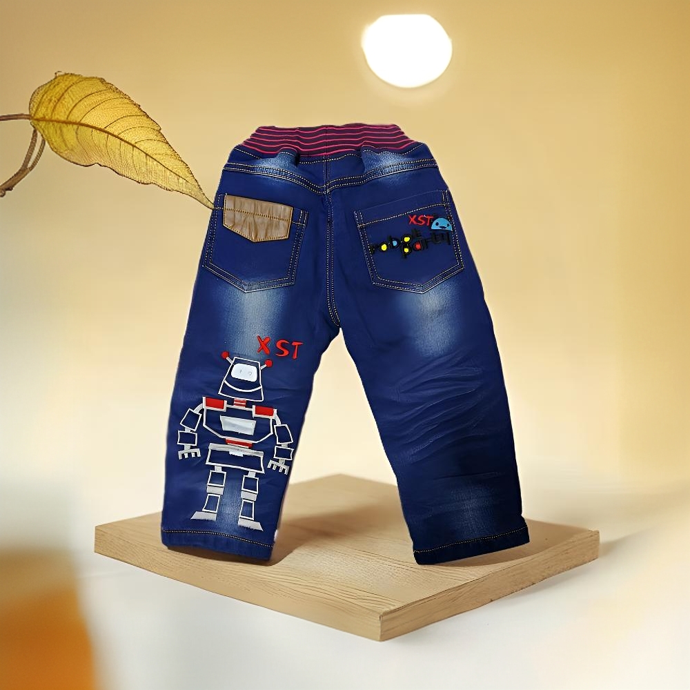 【001-199】牛仔休闲运动卫裤加绒男宝女宝春秋冬款裤子印花卡通