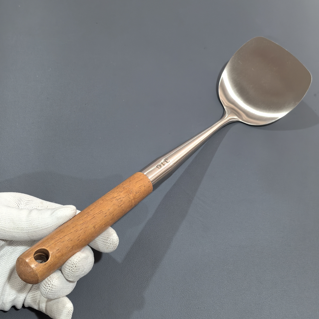 F003不锈钢锅铲木柄