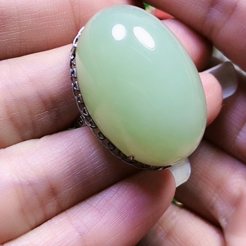 和田玉银S925镶嵌戒指