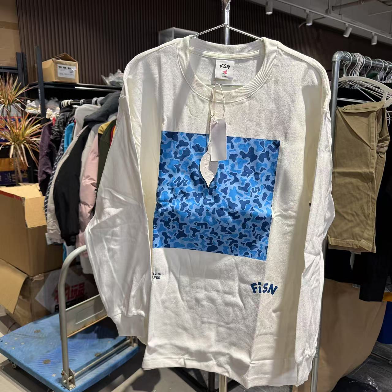 FISN 8.5 基础长袖 胸前蓝迷彩 潮流服饰 FISN007