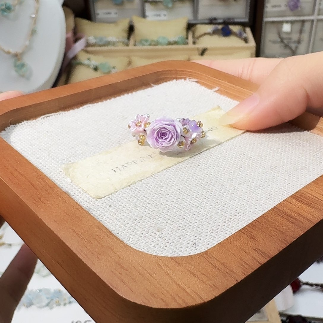 石英石纯铜紫色戒指