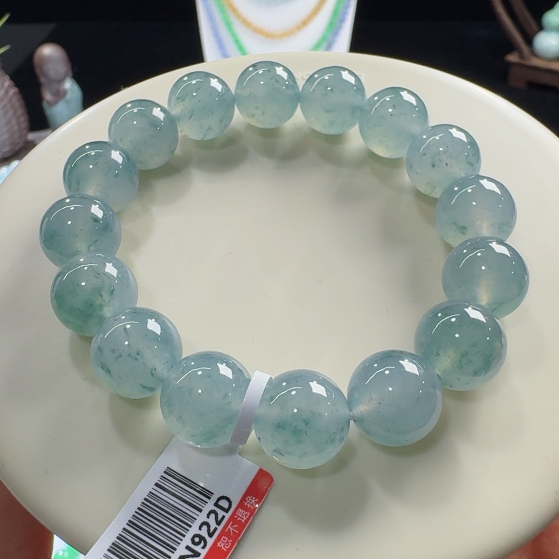 未镶嵌手链翡翠冰胶果冻飘蓝花单圈12.6mm