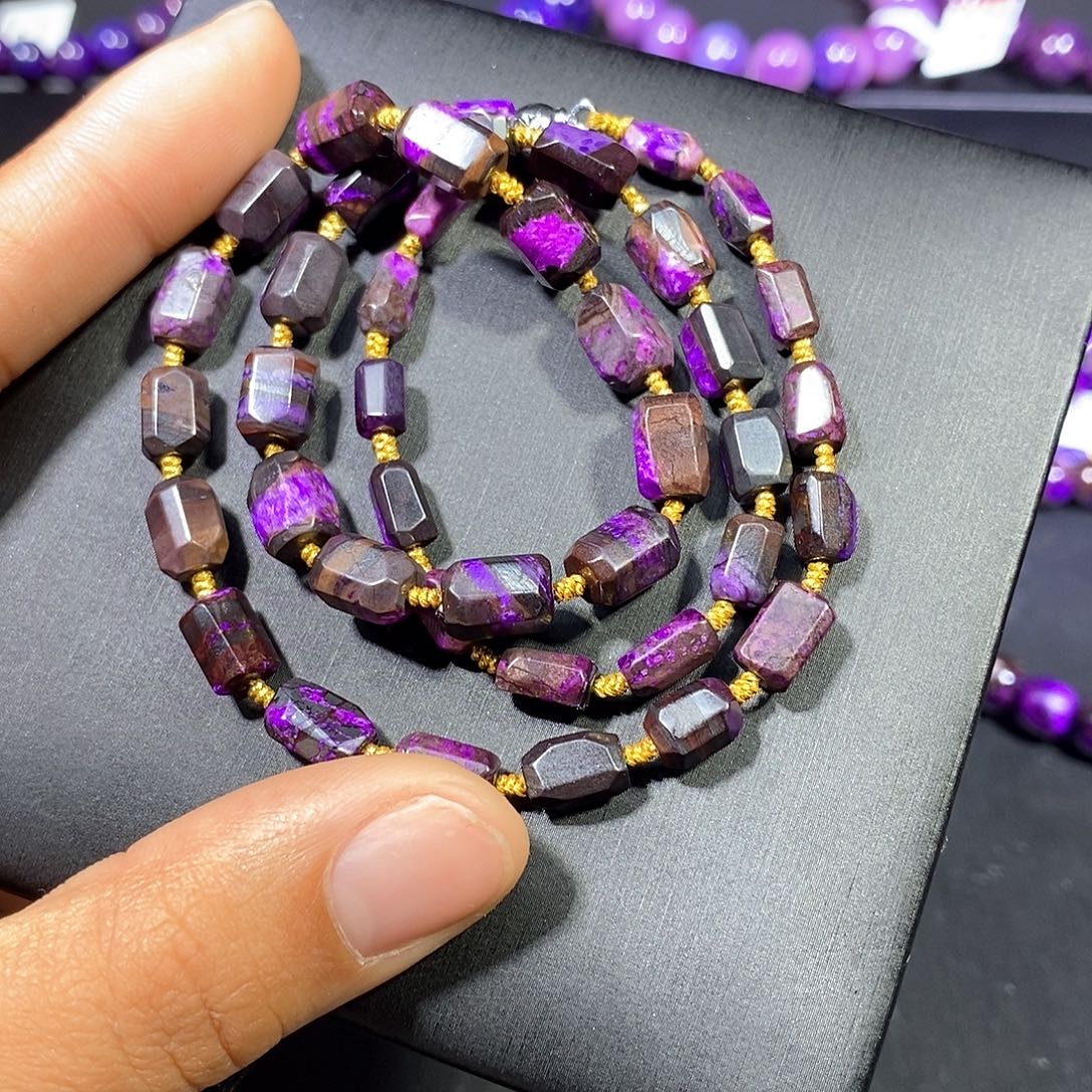 苏纪石（舒俱来）未镶嵌南非老矿舒俱来丝绒钻切项链