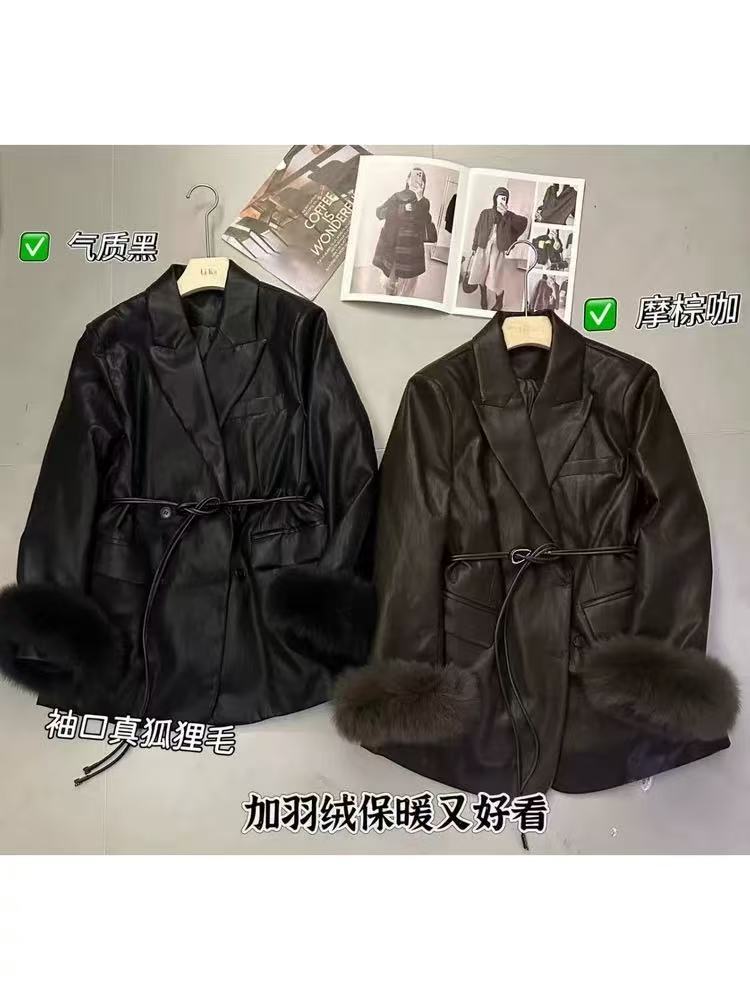 TW 9085新款时尚袖口真毛皮衣羽绒服