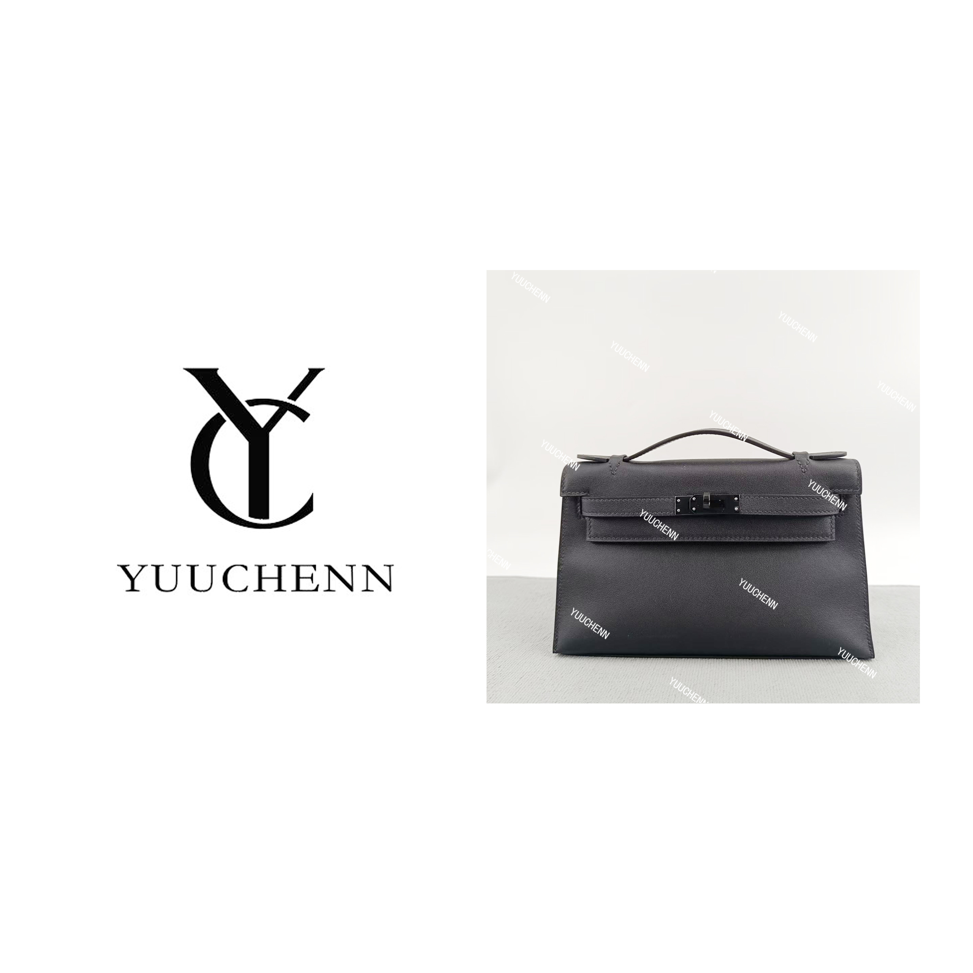 YUUCHENN/爱马原版手工【kelly】进口swift皮 22cm 黑色HH4580