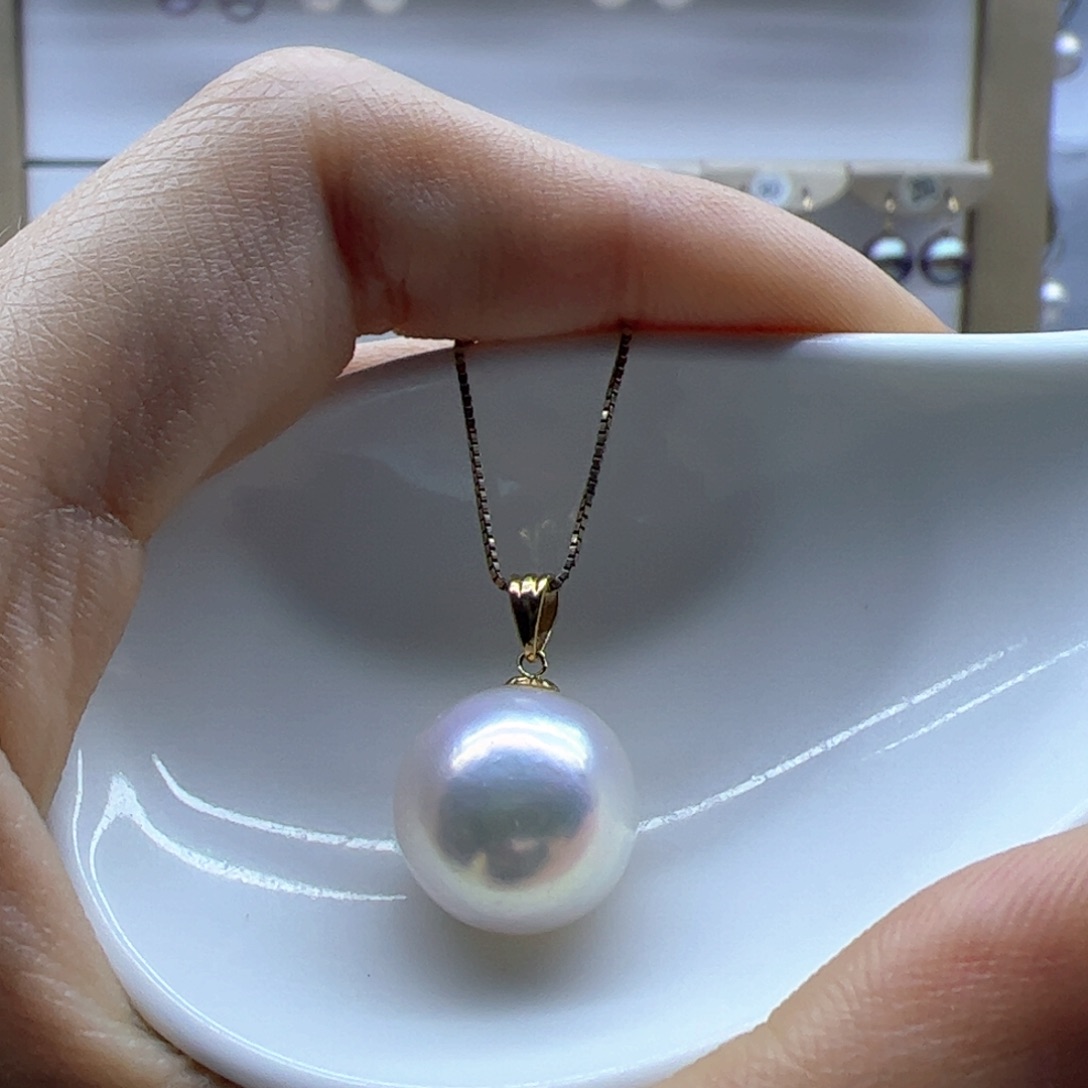 淡水珍珠吊坠(赠链)18K金镶嵌