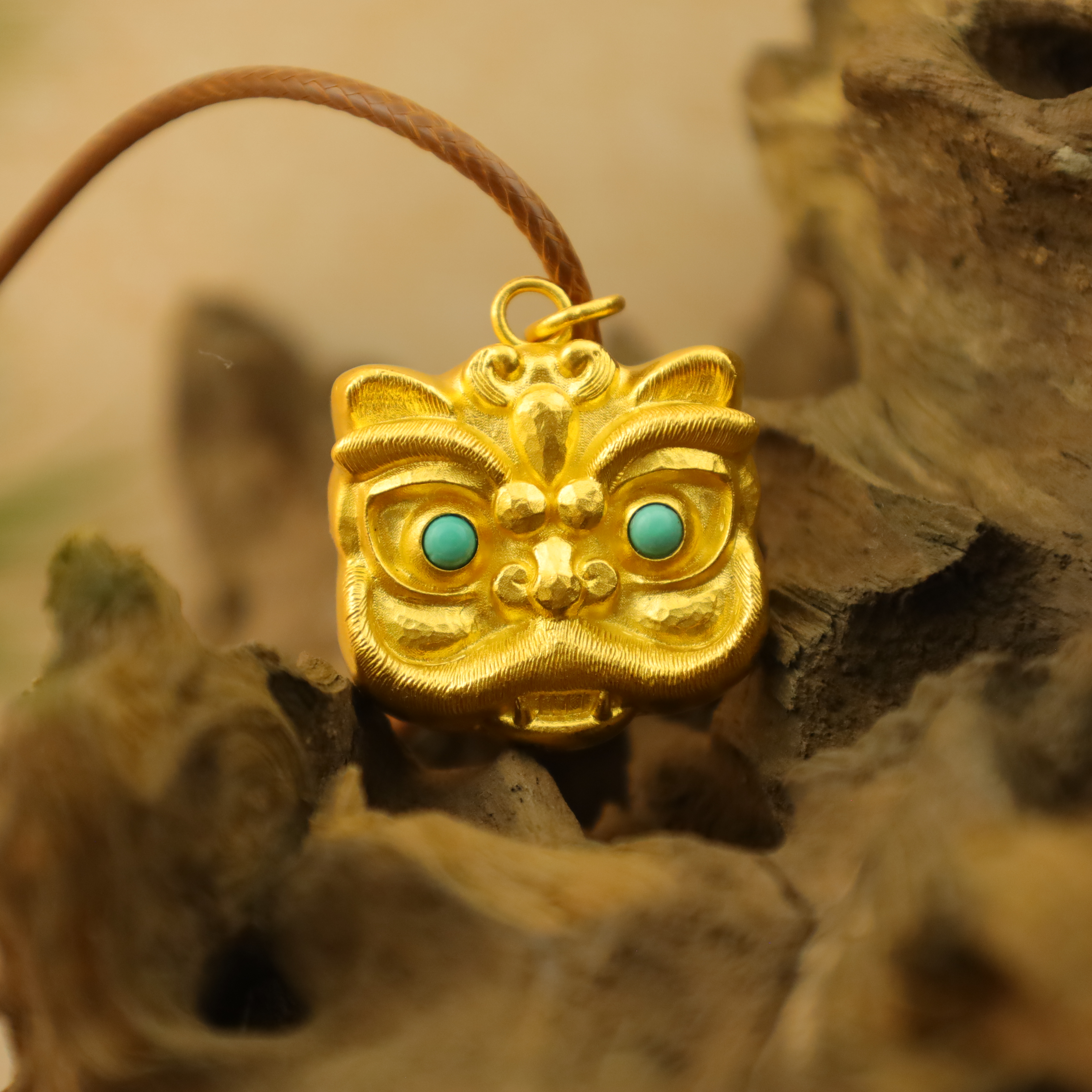 朝鸣黄金【醒狮】古法黄金足金999男士女士吊坠挂坠1671869