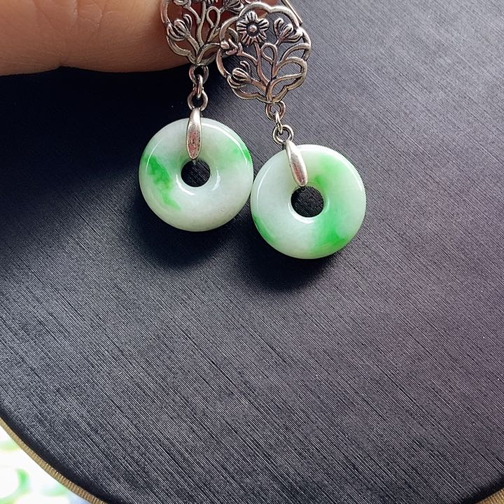 翡翠耳饰未镶嵌翡翠甜甜圈耳坠