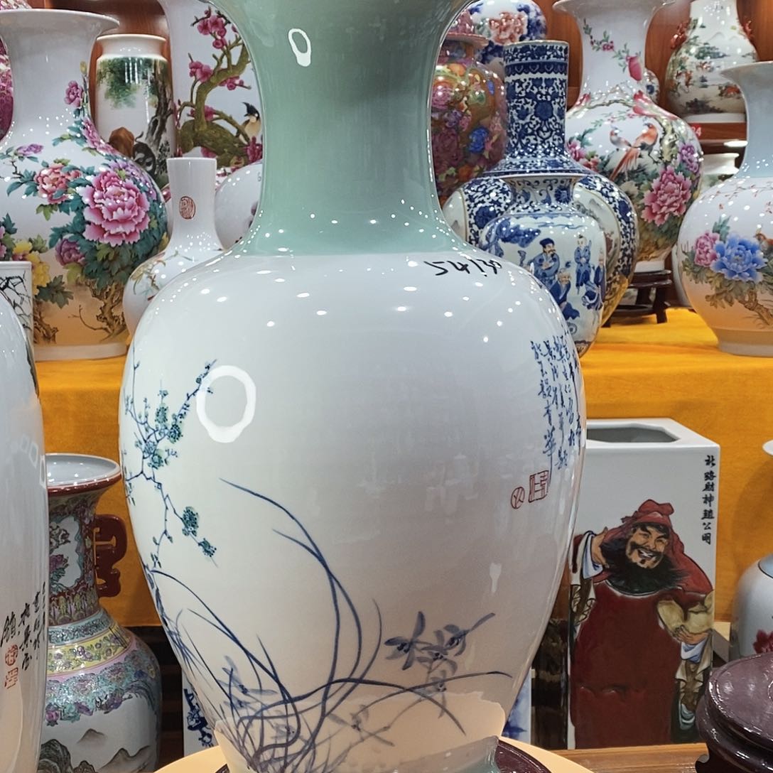 摆件天**海景德镇陶瓷金钟瓶