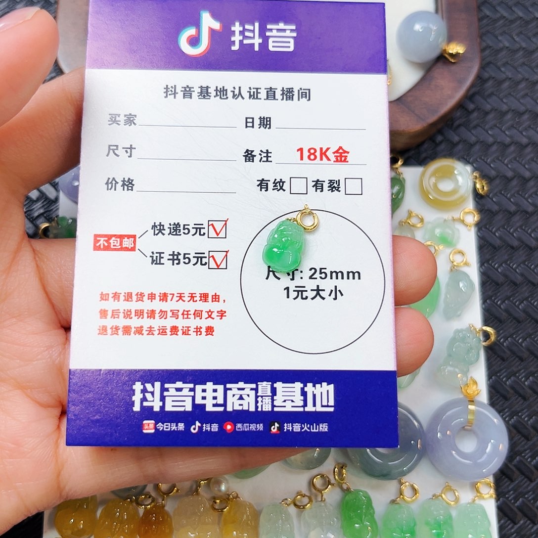 张***张翡翠18K金镶嵌颈饰