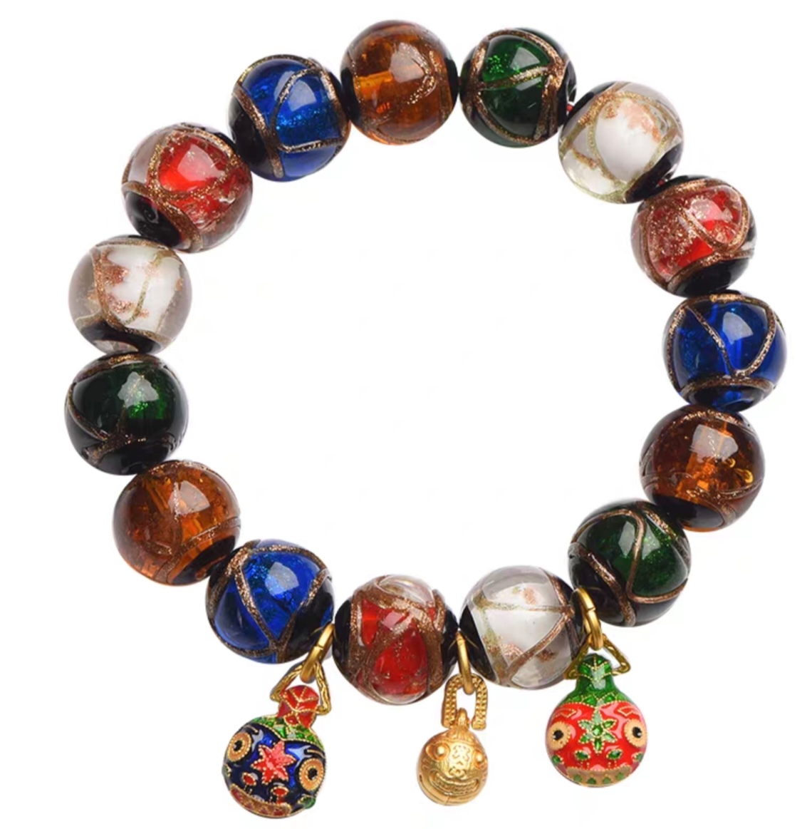 纯手工琉璃手串手工琉璃珠五彩