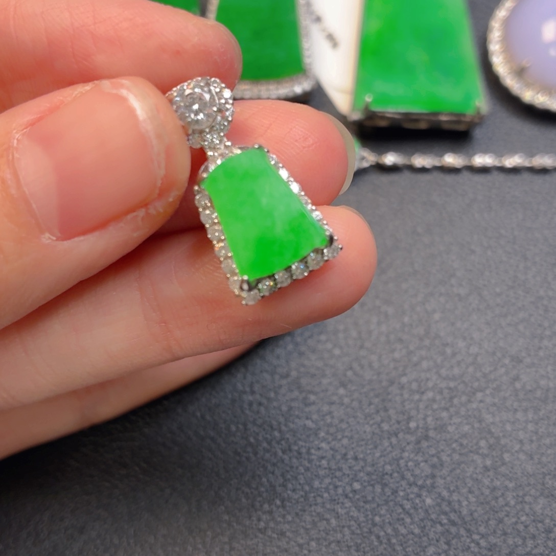 翡翠银S925镶嵌吊坠(不含链)