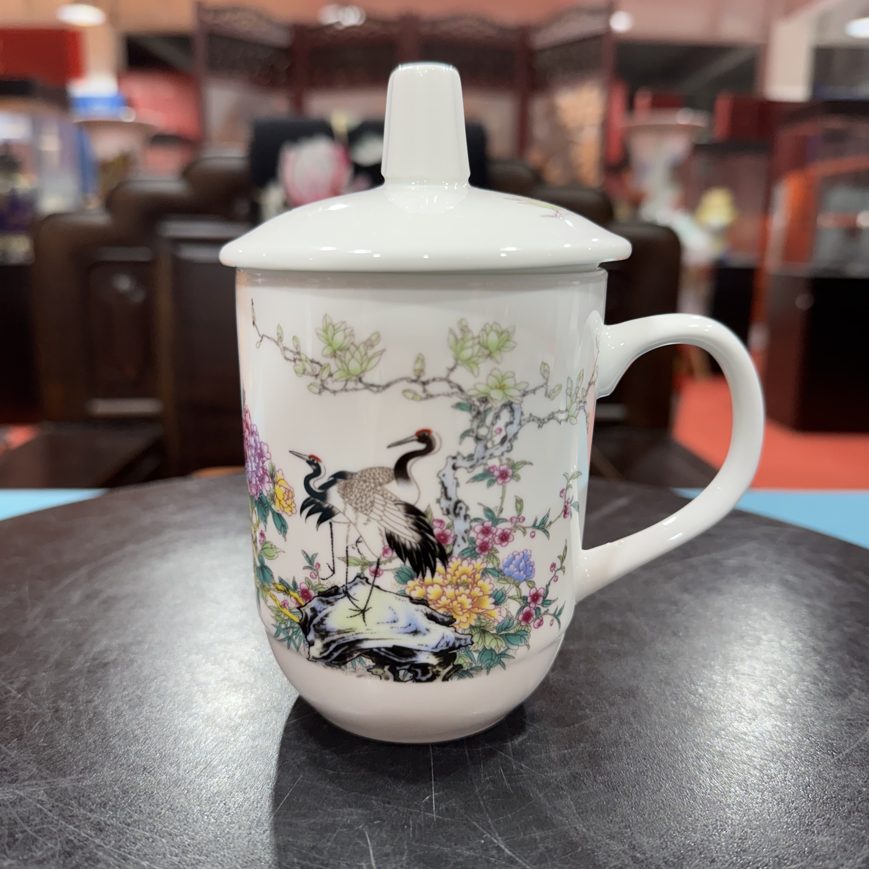 松鹤延年雪糕盖办公杯