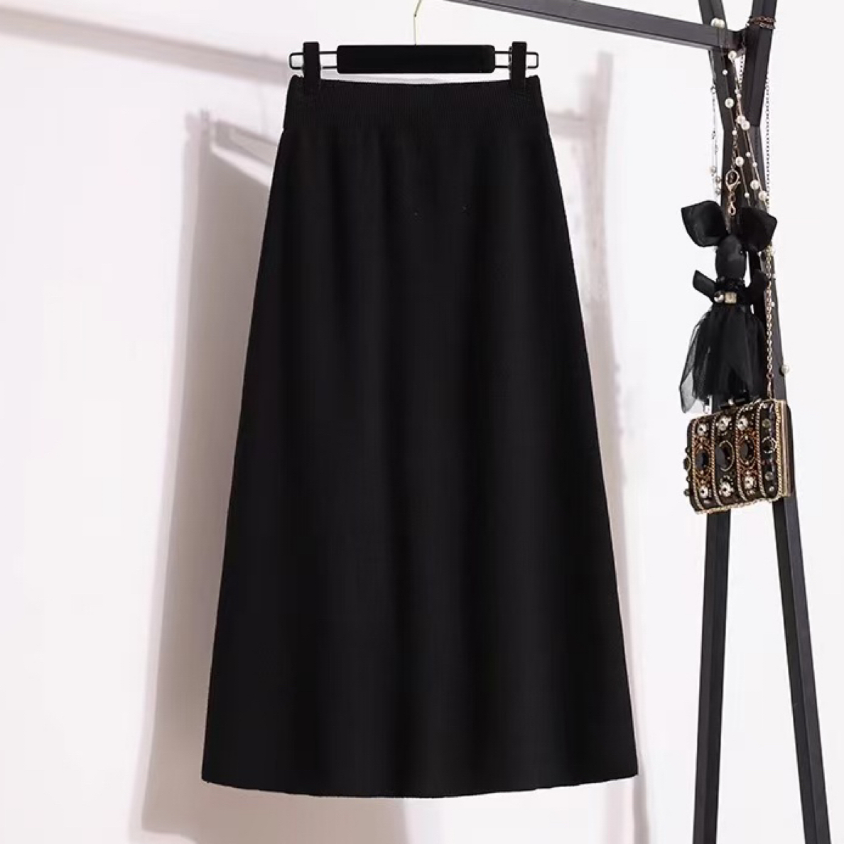 排扣双兜半身裙     