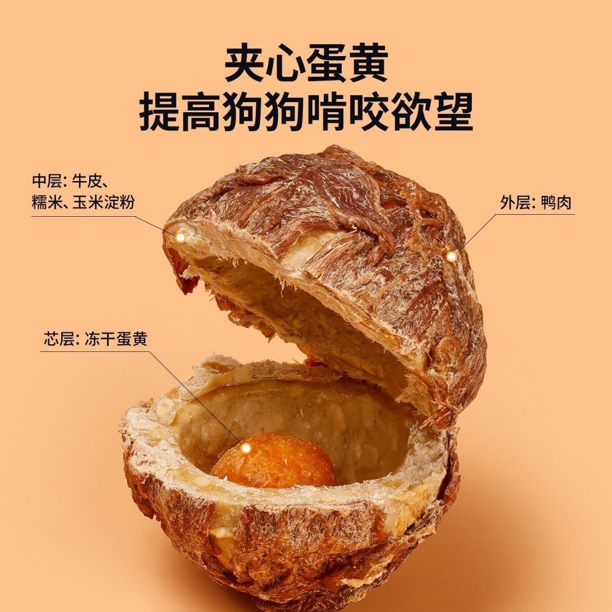 狗狗零食磨牙棒鸭肉蛋黄咕噜球大小型犬耐咬洁齿牛皮训练奖励