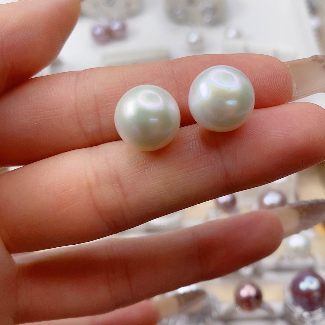 淡水珍珠耳饰银S925镶嵌