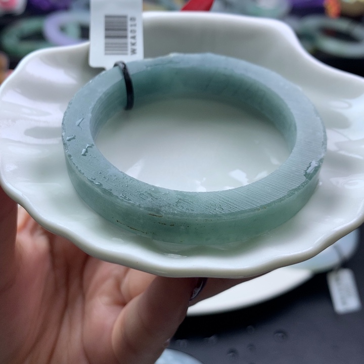 定制翡翠叮当镯未镶嵌危料 蓝 49/52