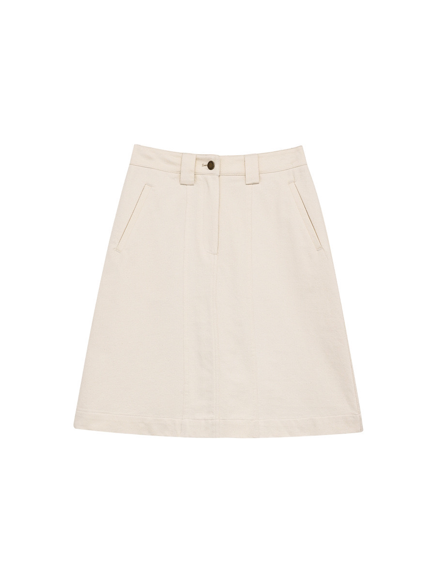 row风 韩系高腰休闲半身裙2025春季新款简约通勤百搭牛仔中裙