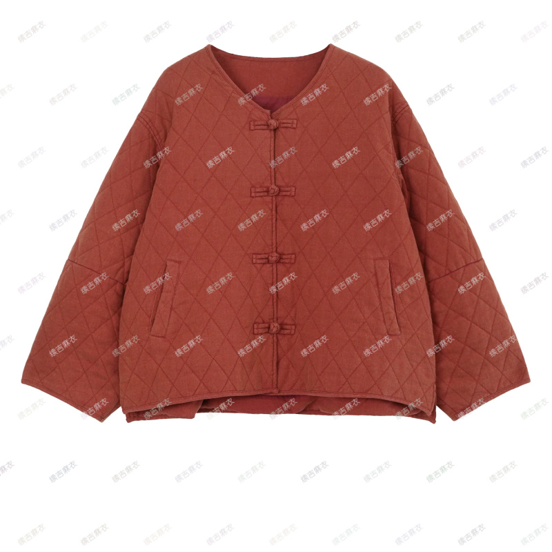 原创设计24-1520【晚安圈圈】100亚麻复古宽松文艺民族风棉衣