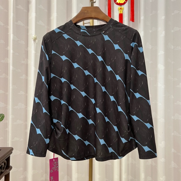 胖人坊大码复古印花圆领衫4846 衣长64