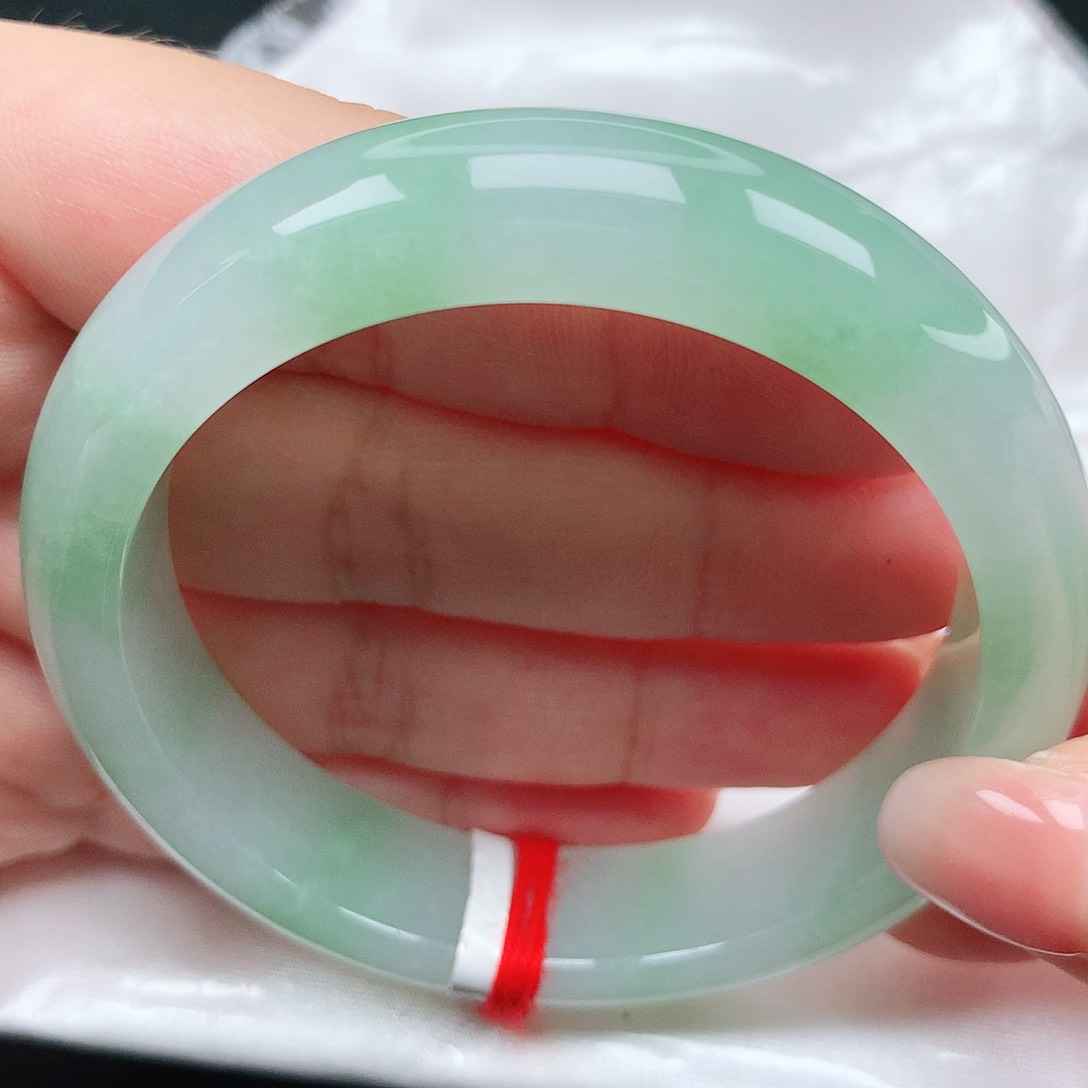 翡翠手镯未镶嵌冰胶绿花25