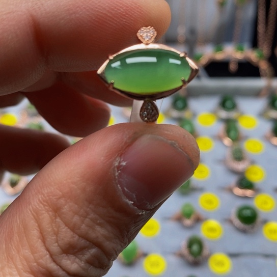 和田玉（碧玉）戒指银S925镶嵌