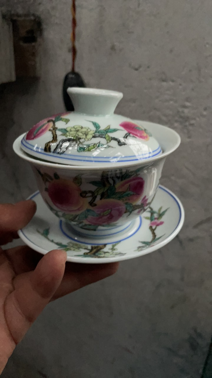 景德镇高温陶瓷桃子盖碗