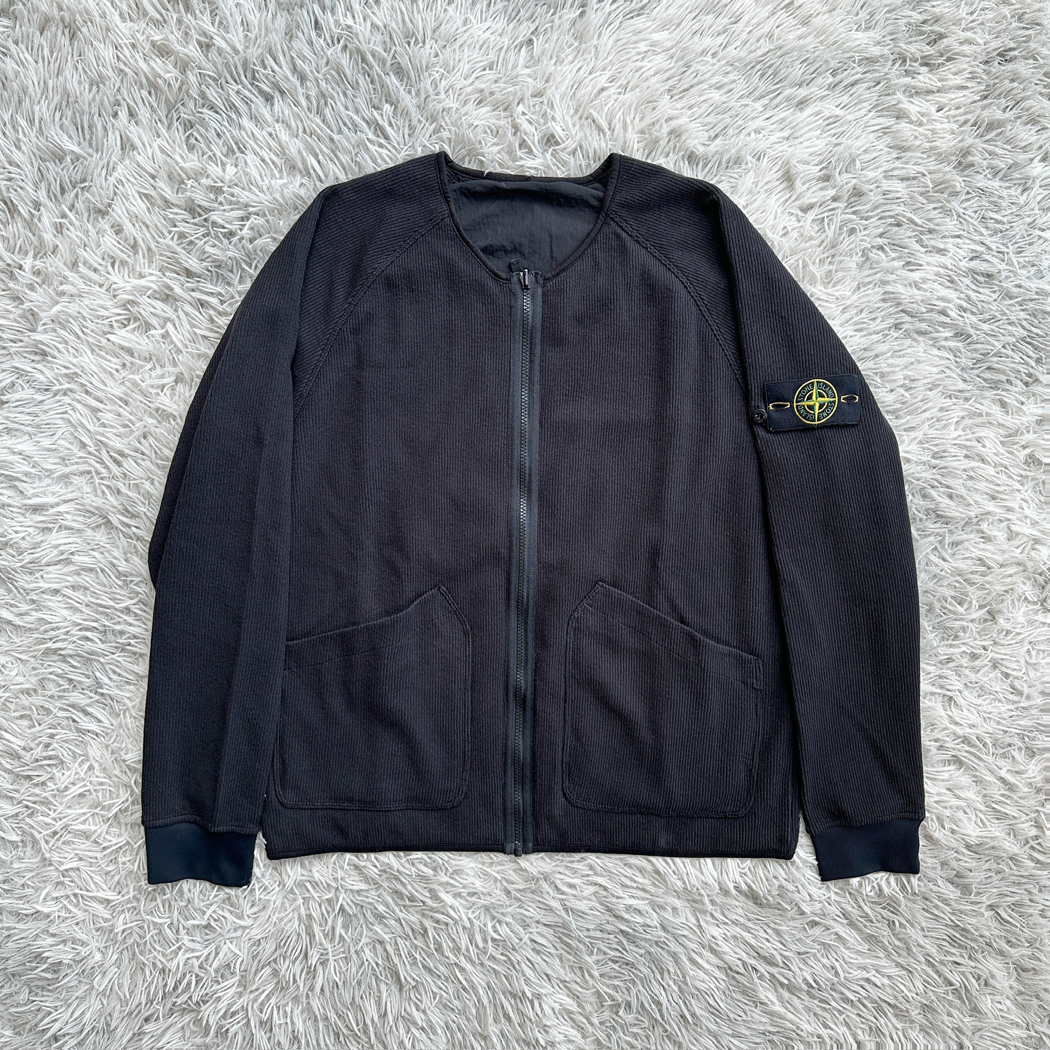 现货 Stone Island石头岛 双面金属尼龙无帽夹克 可反穿 黑色