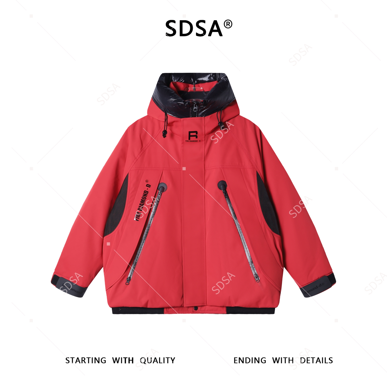 SDSA男士秋冬新款痞帅男装高级感连帽羽绒服拼接户外宽松百搭外套