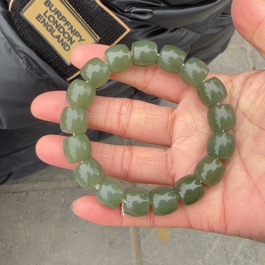 和田玉手链未镶嵌卡14直切切末蓝