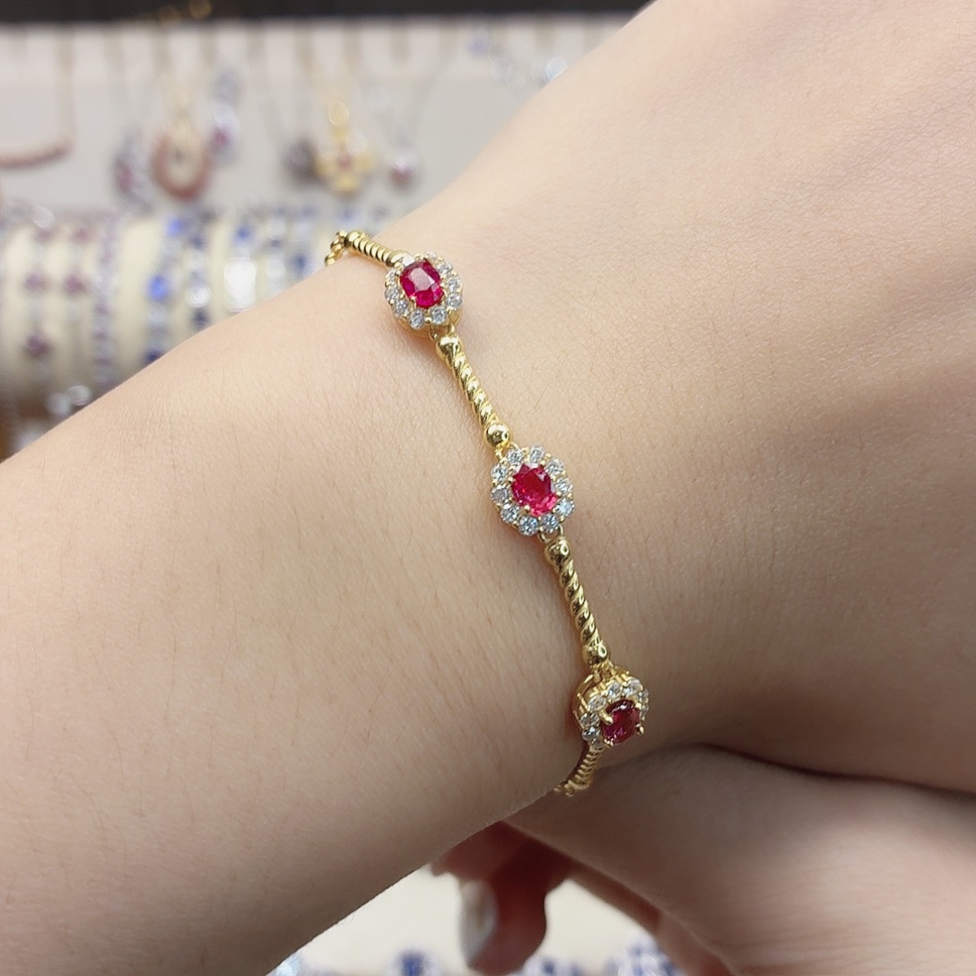 手链红宝石银S925镶嵌