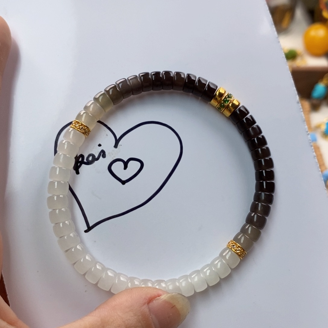 未镶嵌和田玉（墨玉）手串