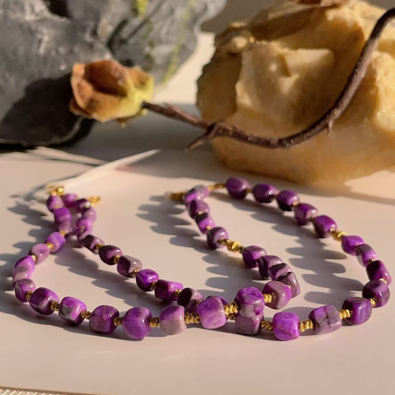 舒俱来紫罗兰方珠蝴蝶项链18k/40cm/AZB3578