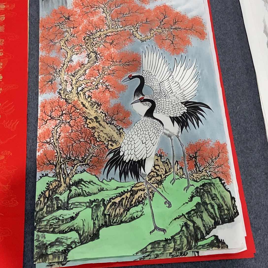 国画四尺花鸟一副